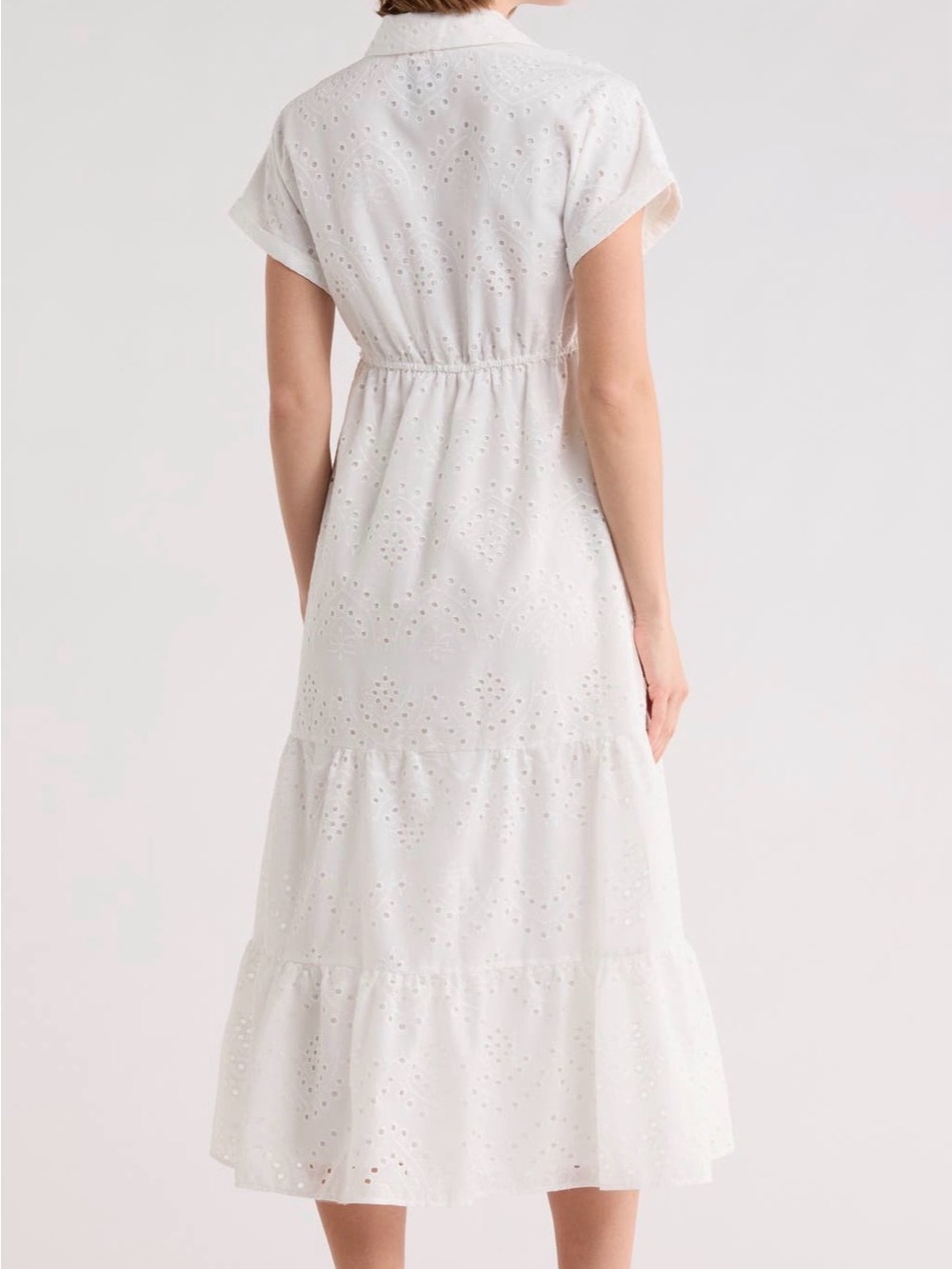 Sam Edelman White Eyelet Tiered Maxi Shirt Dress size 6 - Picture 9 of 9